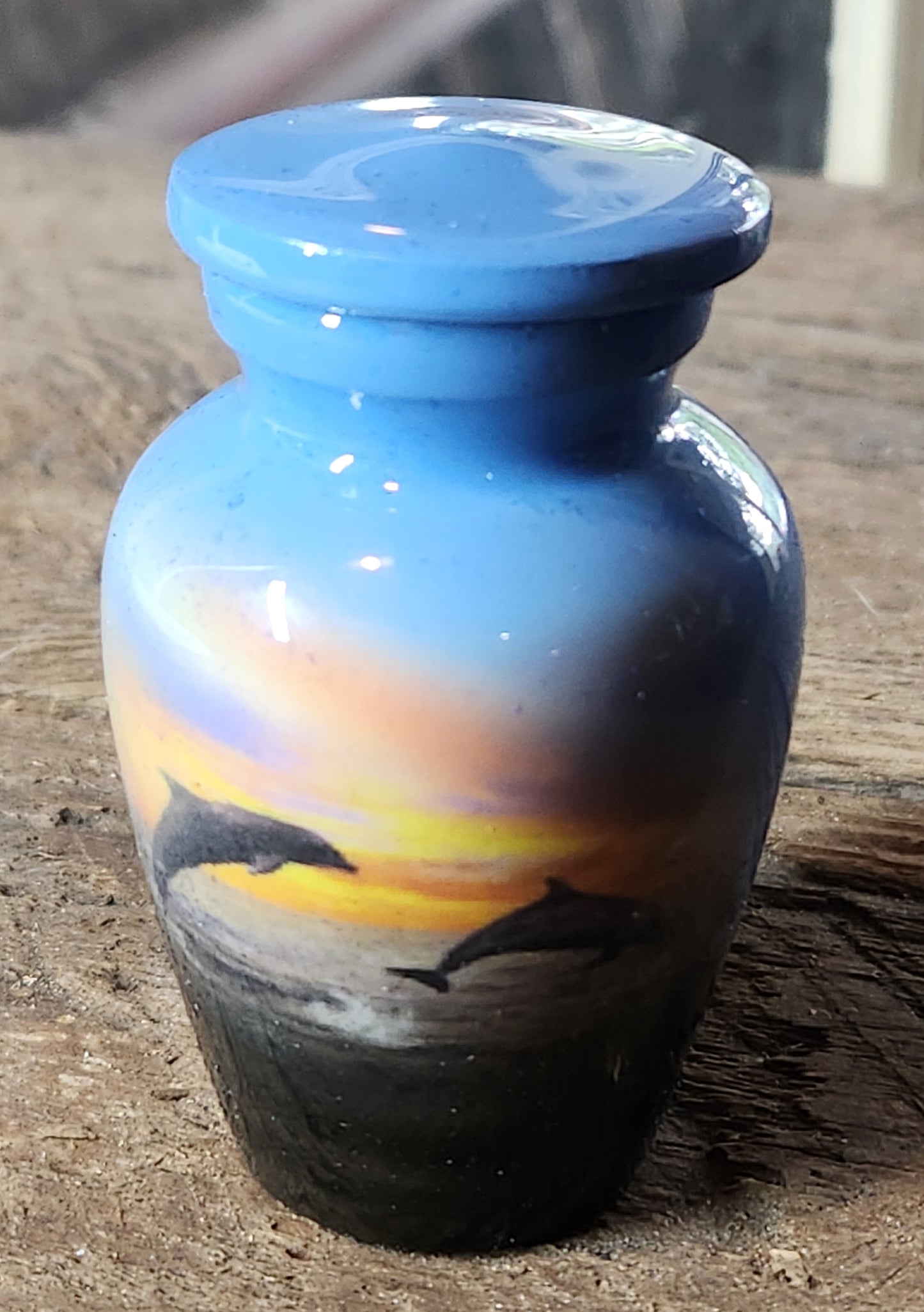 "Dolphins at Play", Cremation Urn, Themed Ocean Ash Urn, Dolphin Cremation Urn
